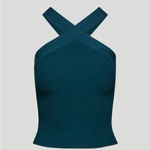 Babaton Sculpt Knit Criss Cross Tank in Herbage Green XS